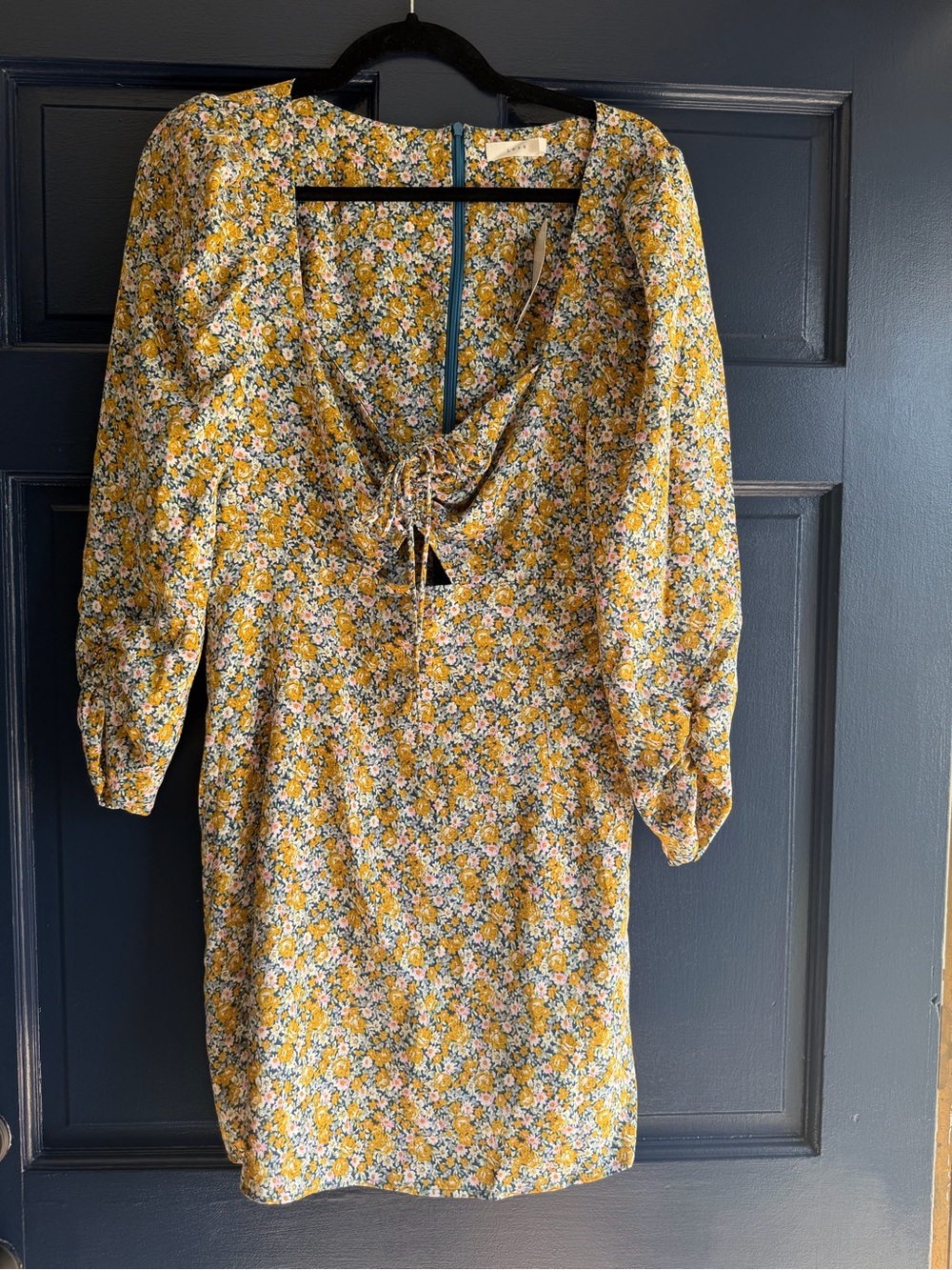 🌻 Lush Yellow Floral Tie-Front Mini Dress - NWT